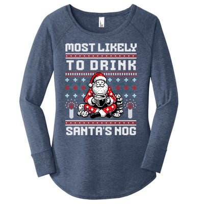 Most Likely To Santas Nog Funny Ugly Christmas Design Gift Women's Perfect Tri Tunic Long Sleeve Shirt