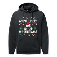 Most Likely To Nap On Christmas Family Christmas Pajamas  Performance Fleece Hoodie