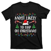 Most Likely To Nap On Christmas Family Christmas Pajamas  T-Shirt