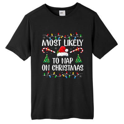 Most Likely To Nap On Christmas Family Christmas Pajamas  Tall Fusion ChromaSoft Performance T-Shirt