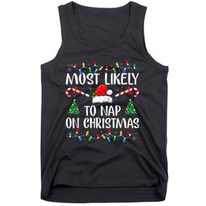 Most Likely To Nap On Christmas Family Christmas Pajamas  Tank Top