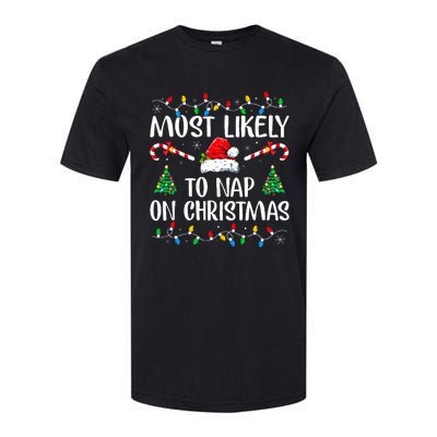 Most Likely To Nap On Christmas Family Christmas Pajamas  Softstyle CVC T-Shirt