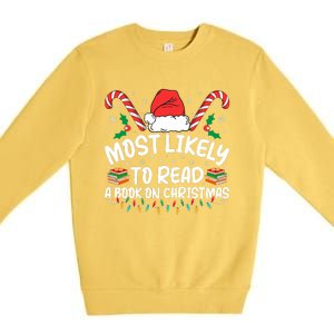 Most Likely To Read A Book On Christmas Matching Family Premium Crewneck Sweatshirt