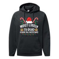 Most Likely To Read A Book On Christmas Matching Family Performance Fleece Hoodie