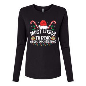 Most Likely To Read A Book On Christmas Matching Family Womens Cotton Relaxed Long Sleeve T-Shirt