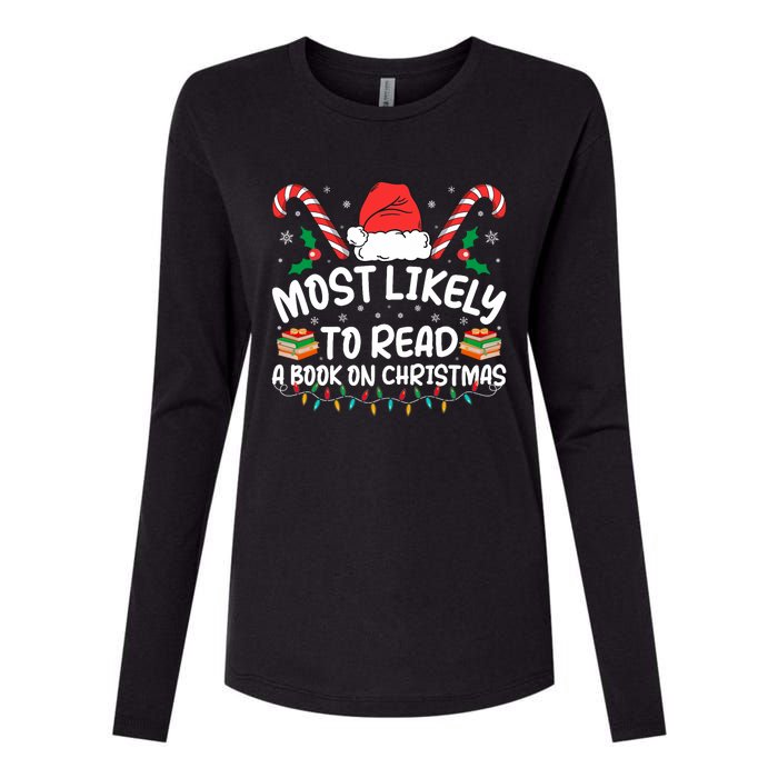 Most Likely To Read A Book On Christmas Matching Family Womens Cotton Relaxed Long Sleeve T-Shirt