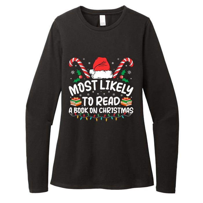 Most Likely To Read A Book On Christmas Matching Family Womens CVC Long Sleeve Shirt