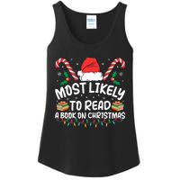 Most Likely To Read A Book On Christmas Matching Family Ladies Essential Tank