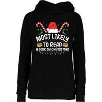 Most Likely To Read A Book On Christmas Matching Family Womens Funnel Neck Pullover Hood