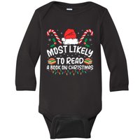 Most Likely To Read A Book On Christmas Matching Family Baby Long Sleeve Bodysuit