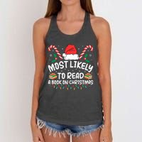 Most Likely To Read A Book On Christmas Matching Family Women's Knotted Racerback Tank