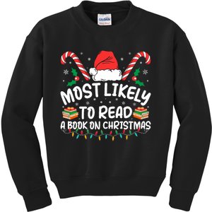 Most Likely To Read A Book On Christmas Matching Family Kids Sweatshirt