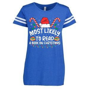 Most Likely To Read A Book On Christmas Matching Family Enza Ladies Jersey Football T-Shirt