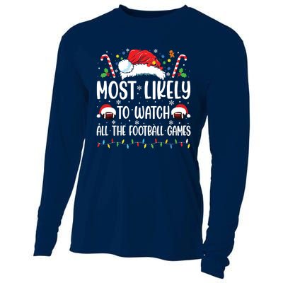 Most Likely To Watch All The Football Games Christmas Family Cooling Performance Long Sleeve Crew