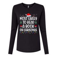 Most Likely To Read A Book On Christmas Matching Family Womens Cotton Relaxed Long Sleeve T-Shirt