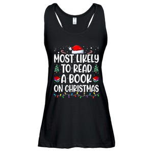 Most Likely To Read A Book On Christmas Matching Family Ladies Essential Flowy Tank