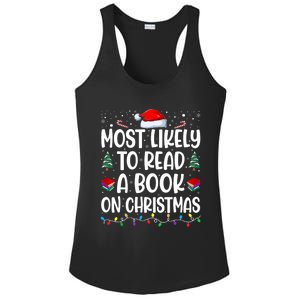 Most Likely To Read A Book On Christmas Matching Family Ladies PosiCharge Competitor Racerback Tank