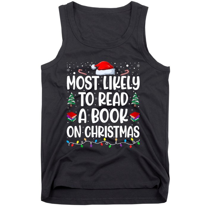 Most Likely To Read A Book On Christmas Matching Family Tank Top