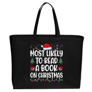 Most Likely To Read A Book On Christmas Matching Family Cotton Canvas Jumbo Tote