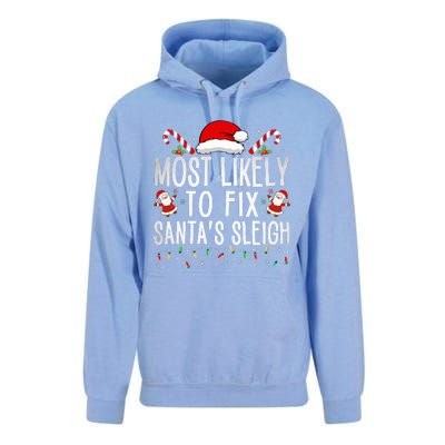 Most Likely To Fix Santa Sleigh Christmas Believe Santa  Unisex Surf Hoodie