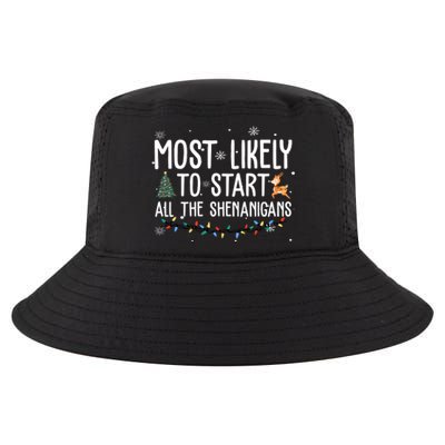 Most Likely To Start All The Shenanigans Funny Christmas Cool Comfort Performance Bucket Hat