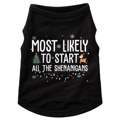 Most Likely To Start All The Shenanigans Funny Christmas Doggie Tank