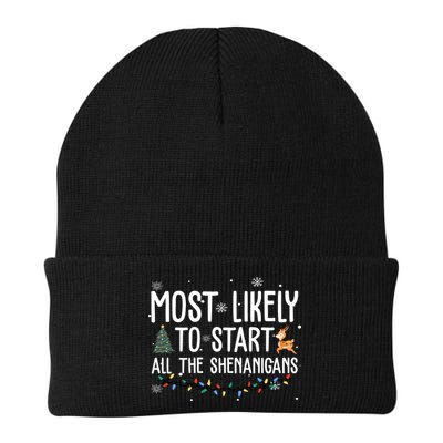Most Likely To Start All The Shenanigans Funny Christmas Beanie