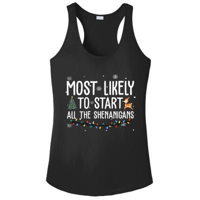 Most Likely To Start All The Shenanigans Funny Christmas Ladies PosiCharge Competitor Racerback Tank