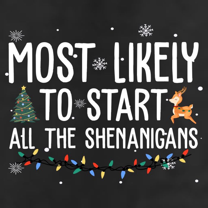 Most Likely To Start All The Shenanigans Funny Christmas Large Microfiber Waffle Golf Towel