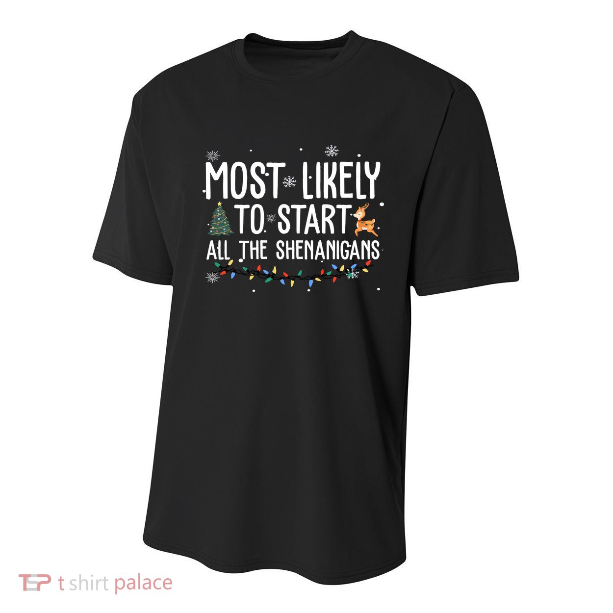 Most Likely To Start All The Shenanigans Funny Christmas Youth Performance Sprint T-Shirt