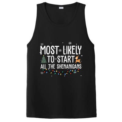 Most Likely To Start All The Shenanigans Funny Christmas PosiCharge Competitor Tank
