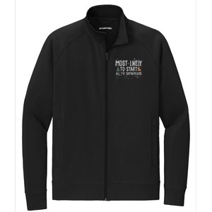 Most Likely To Start All The Shenanigans Funny Christmas Stretch Full-Zip Cadet Jacket