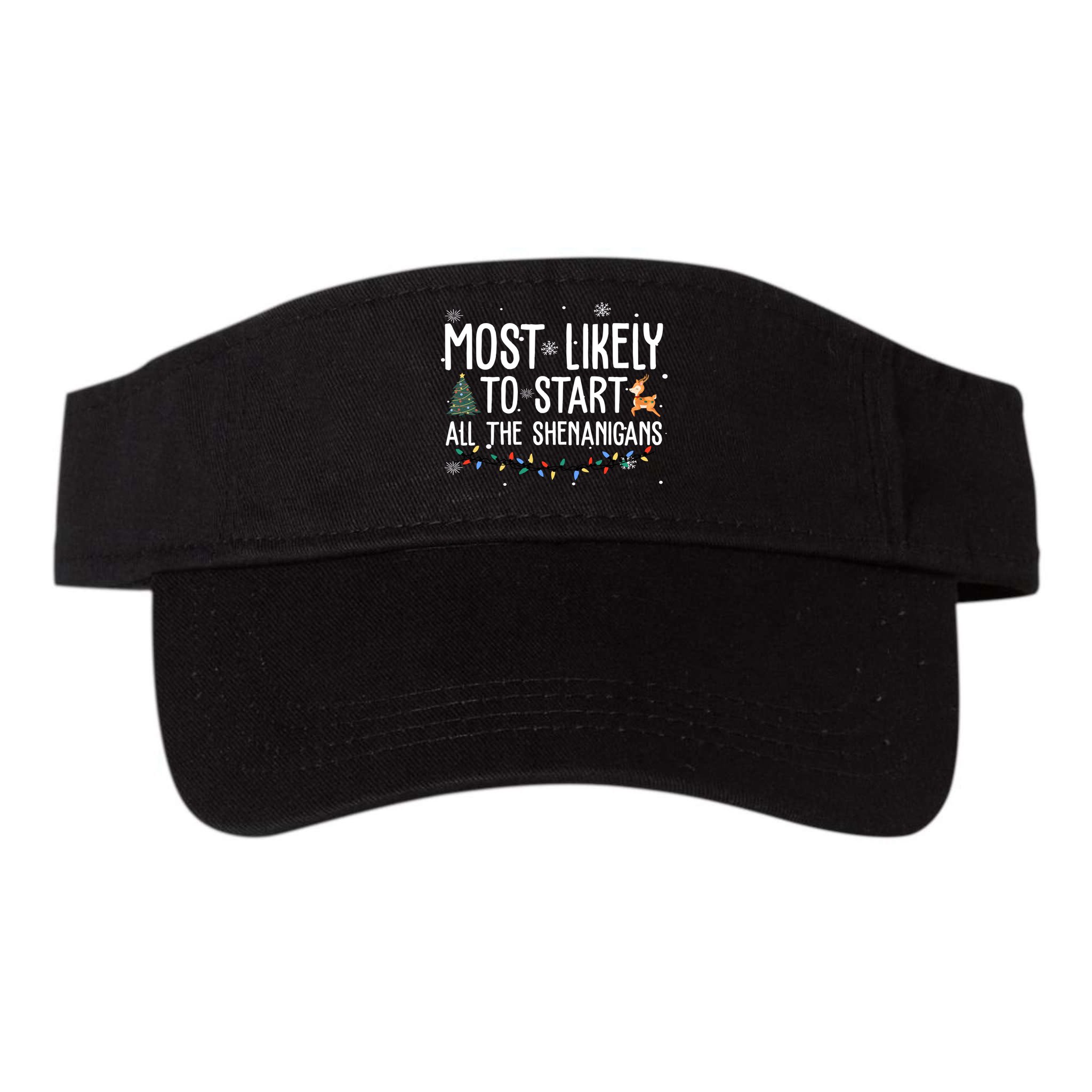Most Likely To Start All The Shenanigans Funny Christmas Visor