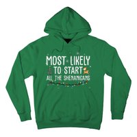 Most Likely To Start All The Shenanigans Funny Christmas Hoodie