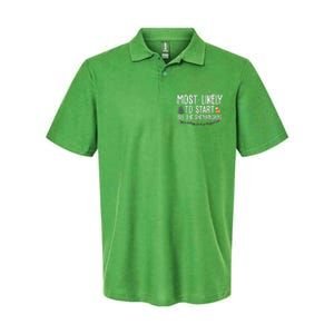 Most Likely To Start All The Shenanigans Funny Christmas Softstyle Adult Sport Polo