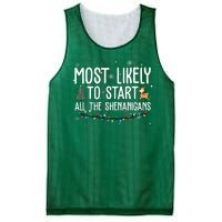 Most Likely To Start All The Shenanigans Funny Christmas Mesh Reversible Basketball Jersey Tank