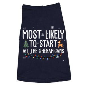 Most Likely To Start All The Shenanigans Funny Christmas Doggie Tank