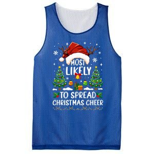 Most Likely To Spread Christmas Cheer Party Family Matching Meaningful Gift Mesh Reversible Basketball Jersey Tank