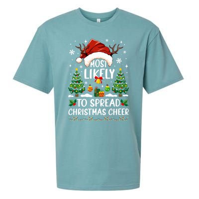 Most Likely To Spread Christmas Cheer Party Family Matching Meaningful Gift Sueded Cloud Jersey T-Shirt