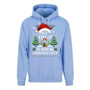 Most Likely To Spread Christmas Cheer Party Family Matching Meaningful Gift Unisex Surf Hoodie