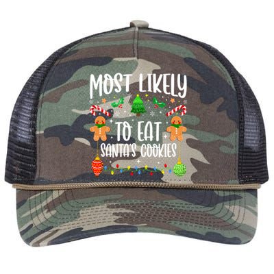 Most Likely To Eat SantaS Cookies Family Christmas Holiday Gift Retro Rope Trucker Hat Cap