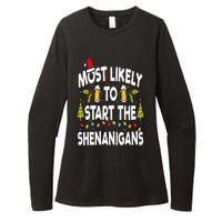 Most Likely To Start The Shenanigans Funny Family Christmas Womens CVC Long Sleeve Shirt