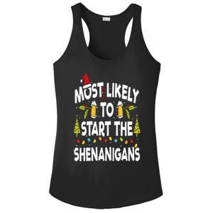 Most Likely To Start The Shenanigans Funny Family Christmas Ladies PosiCharge Competitor Racerback Tank