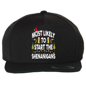 Most Likely To Start The Shenanigans Funny Family Christmas Wool Snapback Cap