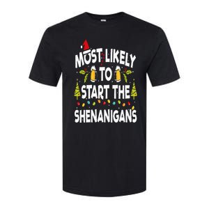 Most Likely To Start The Shenanigans Funny Family Christmas Softstyle CVC T-Shirt