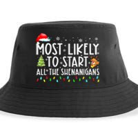 Most Likely To Start The Shenanigans Christmas Family Xma Sustainable Bucket Hat