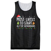 Most Likely To Start The Shenanigans Christmas Family Xma Mesh Reversible Basketball Jersey Tank