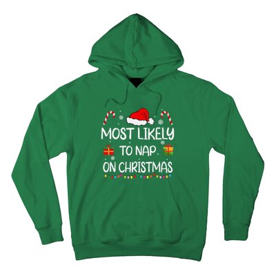 Most Likely To Nap On Christmas Family Funny Matching Hoodie