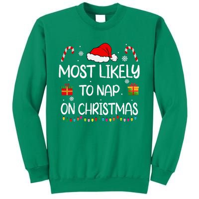 Most Likely To Nap On Christmas Family Funny Matching Sweatshirt