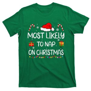 Most Likely To Nap On Christmas Family Funny Matching T-Shirt